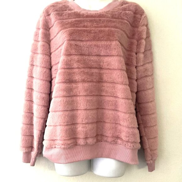 TRIXIE + LULU BLUSH PINK FAUX FUR SWEATER - Picture 3 of 9